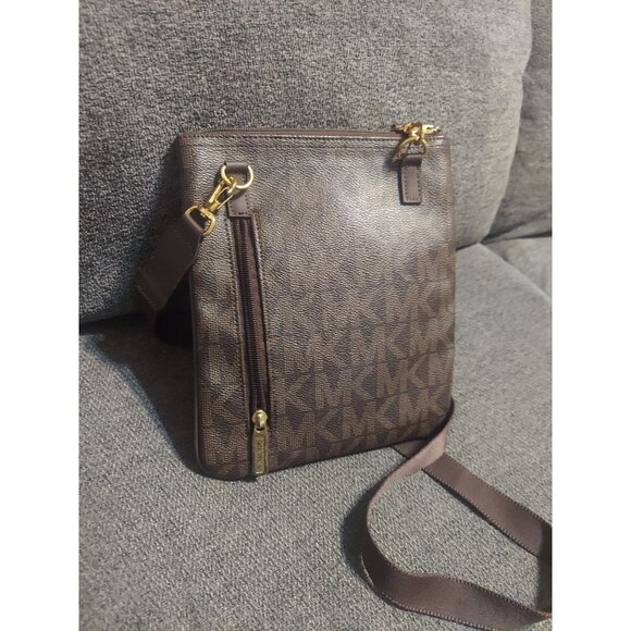 Michael Kors Briley Small Women's Messenger Crossbody Bag - Brown Canvas Strap - Picture 8 of 11